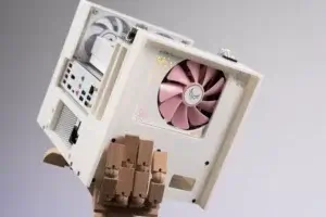 Pink cooling fan detail inside Ander’s Seaview Case highlighting custom aesthetic touches
