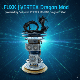 Head banner of the FUXK Vertex Dragon Mod powered by Seasonic VERTEX PX-1200 Dragon Edition, showcased at COMPUTEX 2024.