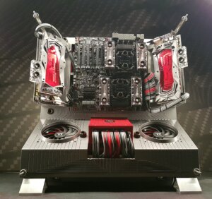 Open layout of Shui-Shen God of Water build by MP-Customized with exposed dual GPU blocks and reservoir