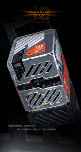 Omnipotence Mechanical mod displayed at Chiphell 2025, built with Seasonic FOCUS SPX-750 PSU in a no-light industrial design.