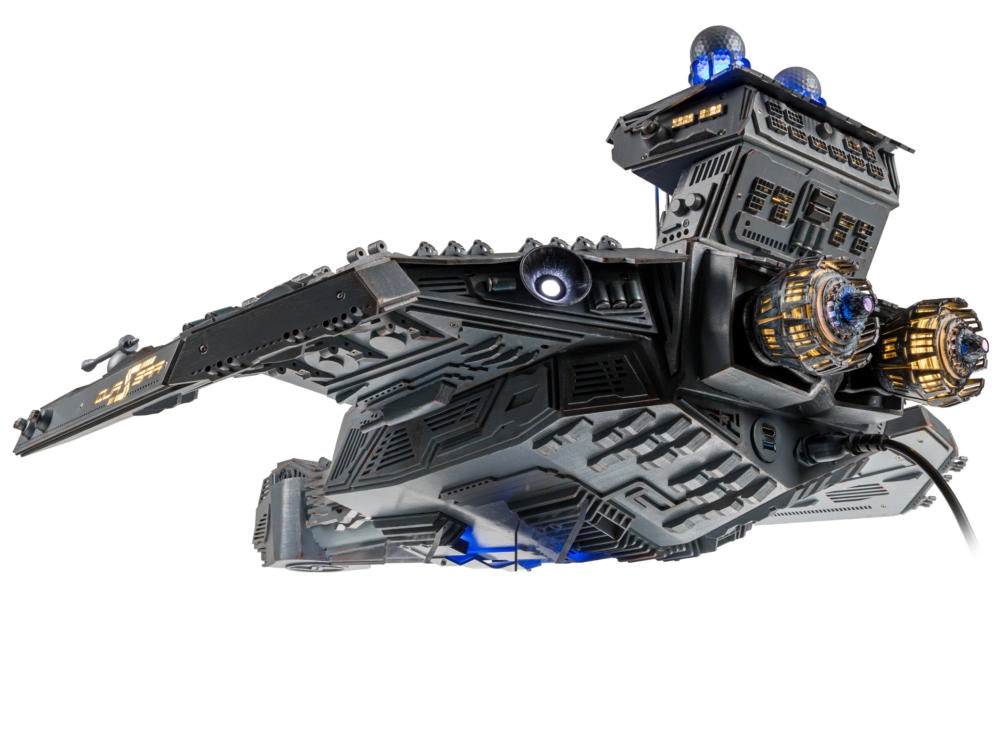 The top deck of The Quasar spaceship PC, revealing the hardware integration and the 'command bridge' design elements of this award-winning mod.