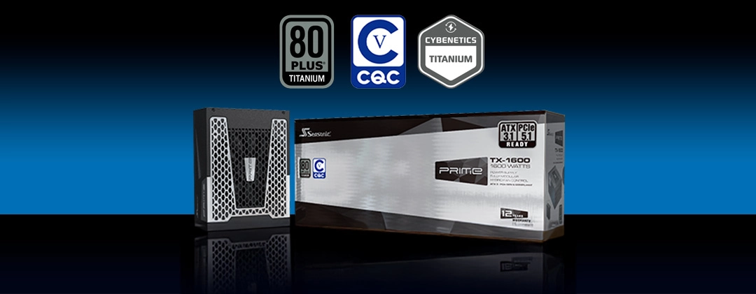 Seasonic PRIME TX-1600 power supply achieving CQC Level 5 energy efficiency certification
