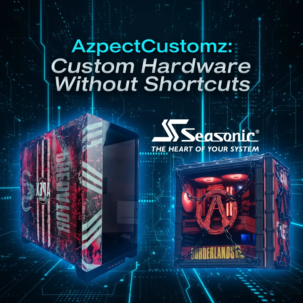 AzpectCustomz custom hardware modding showcase featuring themed PC builds
