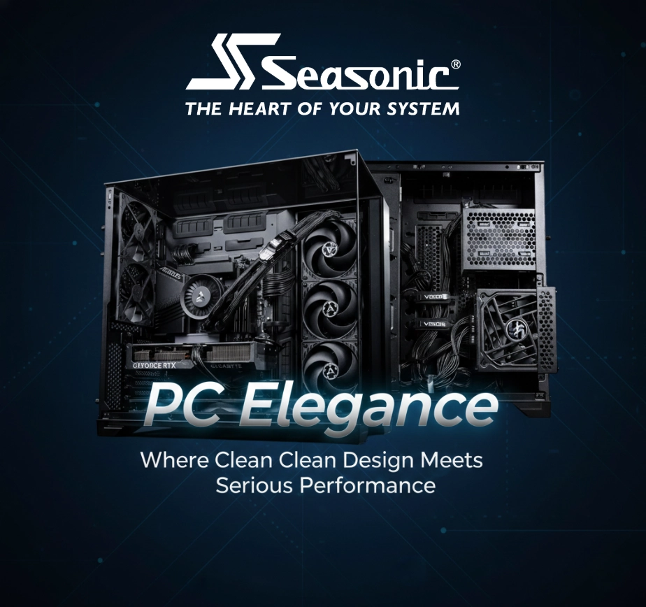 PC Elegance minimalist PC build powered by Seasonic FOCUS GX-1000 ATX 3.0