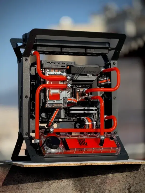 Side profile of Project Apex PC build highlighting clean structure and balanced design